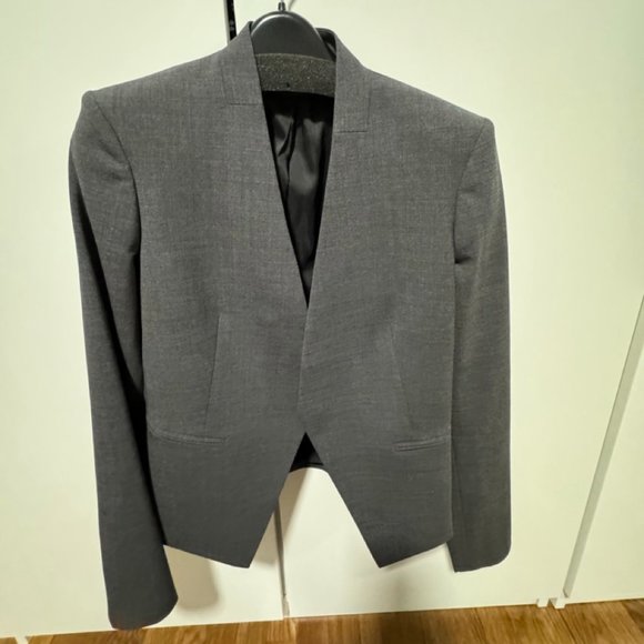 NWOT Theory Lanai Open Blazer Wool Charcoal Gray size 0 - Picture 2 of 3